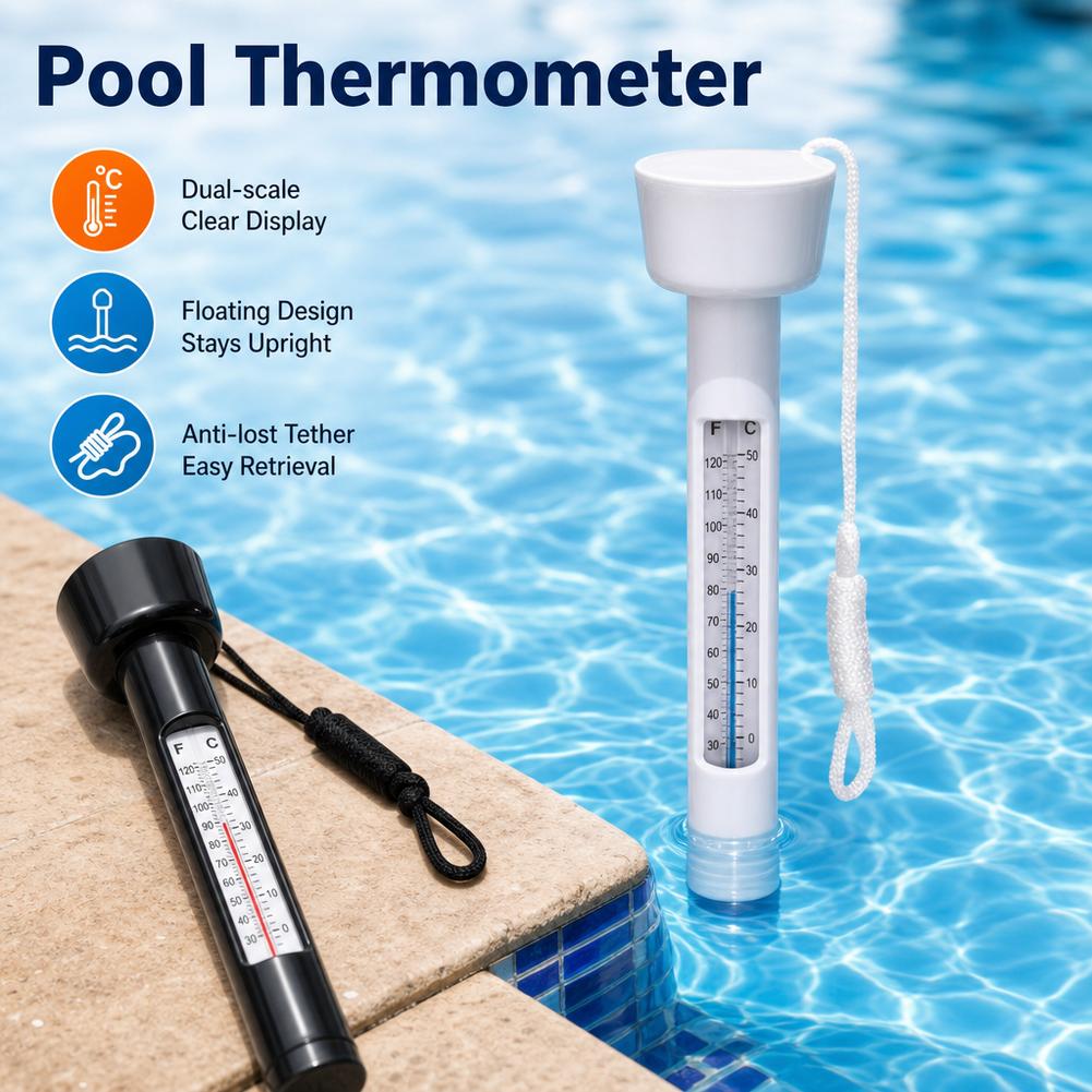 Marine Aquarium Hydrometer - Drijvende zwembadthermometer met koord Watertemperatuurtester Meter